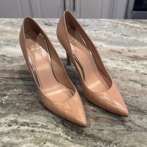 Stuart Weitzman Nude Patent Leather Pointed-Toe Pumps